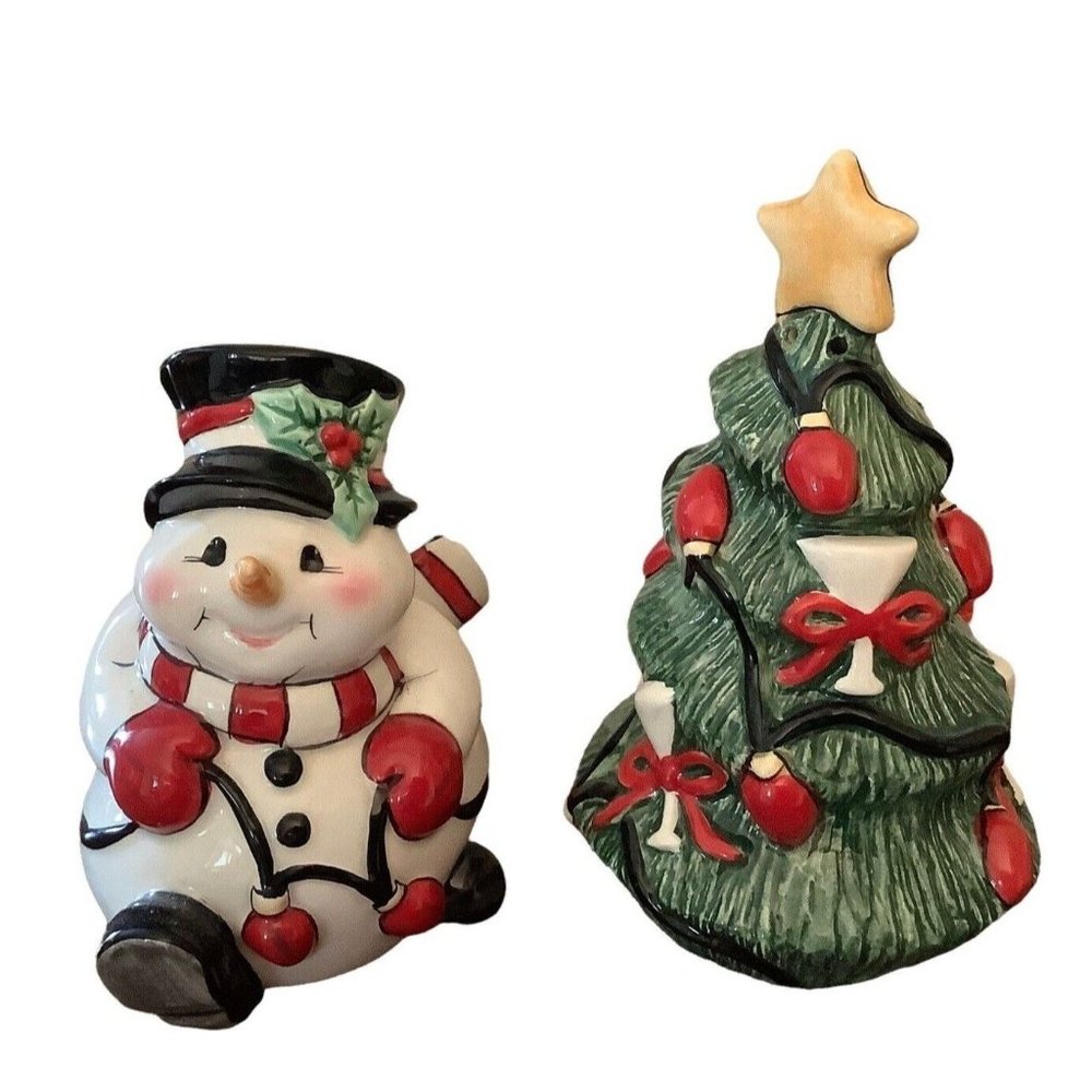 Fitz and Floyd Cheers Christmas Salt and Pepper Shakers